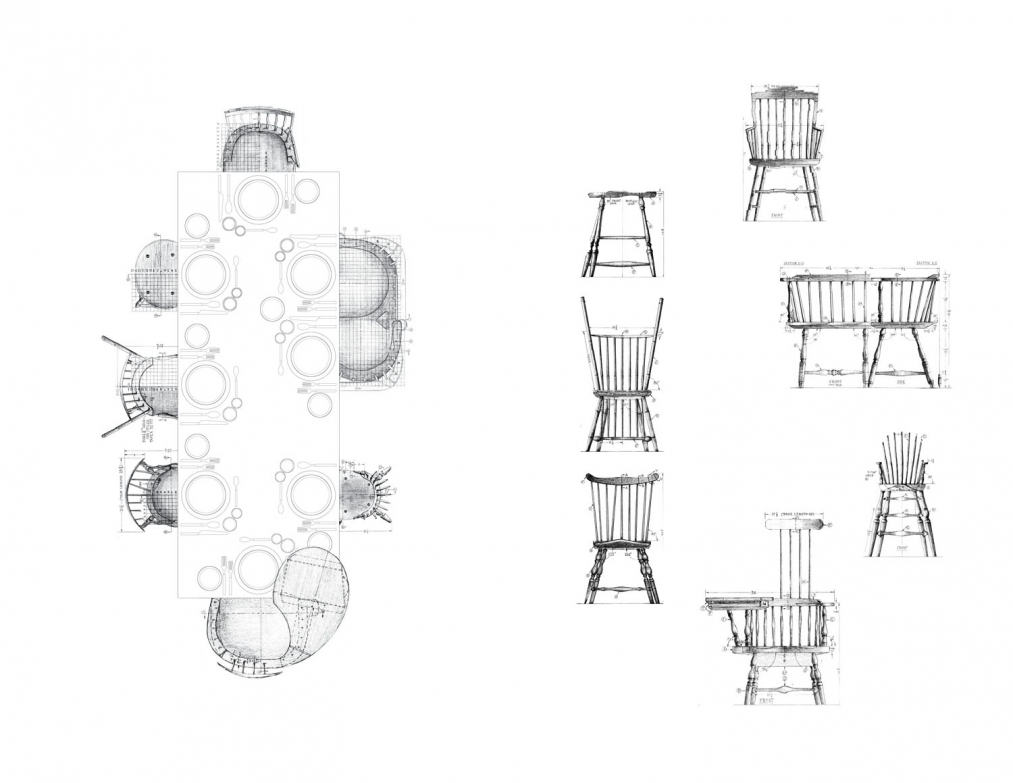 Mixed Media Plan and Elevation, Wrong Chairs (2013). Courtesy of Norman Kelley.